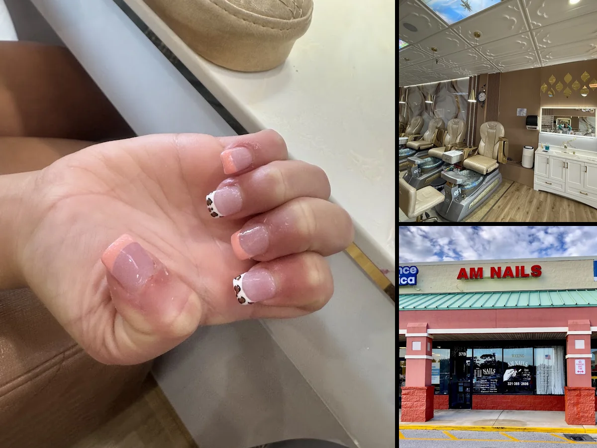 Salon station with nail polish bottles.